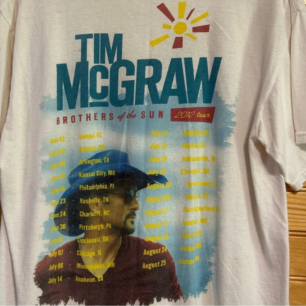 Anvil Tim McGraw 2012 Brothers of the Sun Tour Graphic Tee - White Medium